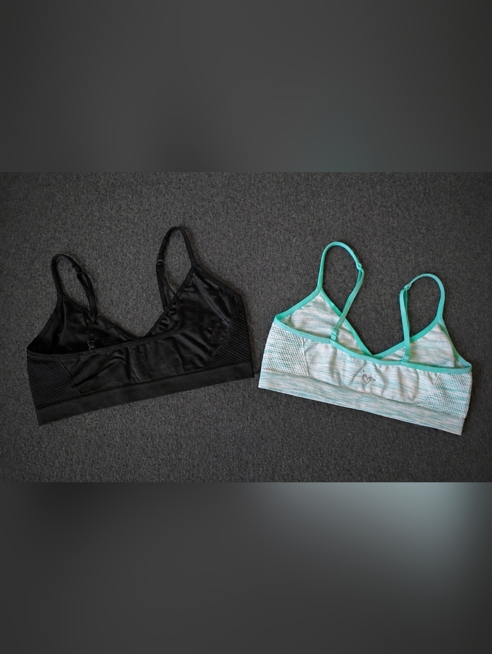 EUC Justice Girls Training Bra Bundle Sz 30 (7/8) Black & Teal Soft Bras 2 Pack - Picture 2 of 6
